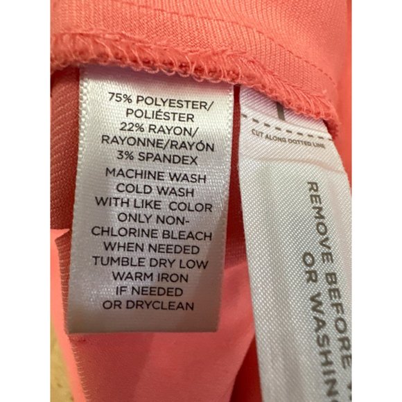 Ann Taylor LOFT Polyester Rayon Coral/Salmon Pink Sleeveless Shift Dress Size 4 - Picture 8 of 10
